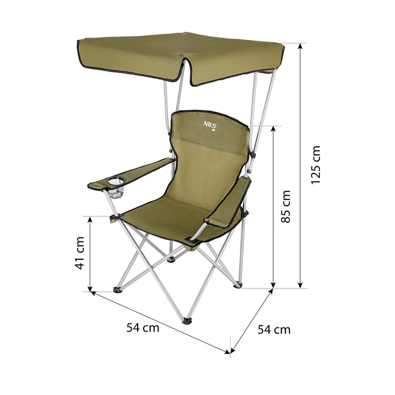 NC3087 GREEN CAMPING CHAIR WITH CANOPY NILS CAMP