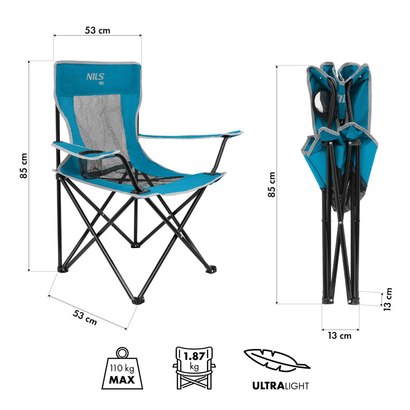 NC3302 NILS CAMP BLUE-GREY CAMPING CHAIR