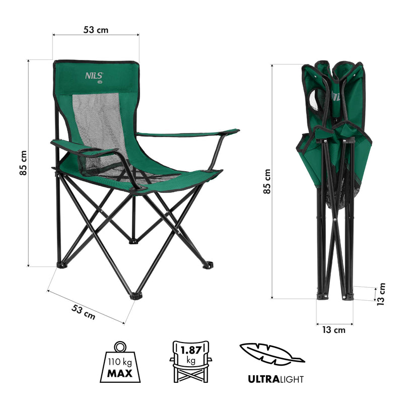 NC3302 NILS CAMP GREEN-BLACK CAMPING CHAIR