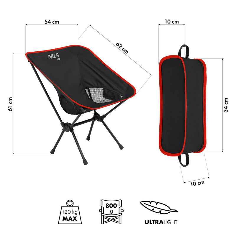 NC3320 ULTRALIGHT BLACK FOLDING CHAIR NILS CAMP