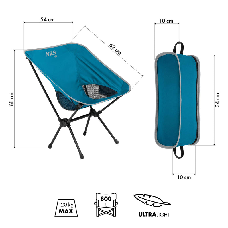 NC3320 ULTRALIGHT BLUE FOLDING CHAIR NILS CAMP