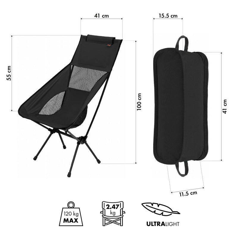 NC3321 FOLDING CHAIR ULTRALIGHT BLACK NILS CAMP