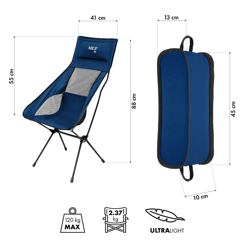 NC3322 ULTRALIGHT FOLDING CHAIR NAVY BLUE NILS CAMP
