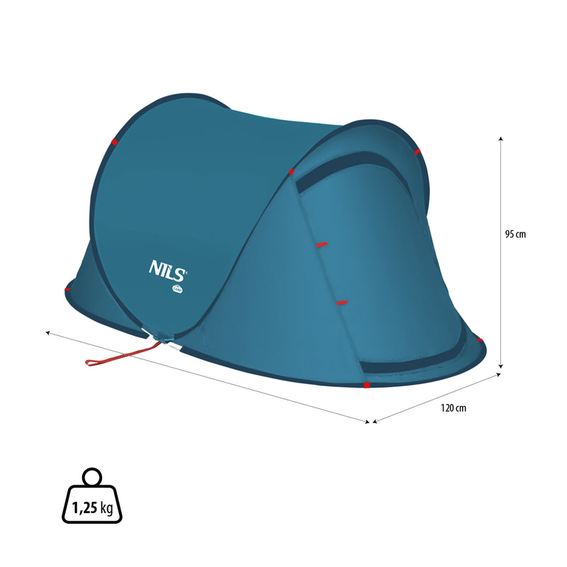 NC3743 BLUE SELF-EXTENDING CAMPING TENT NILS CAMP