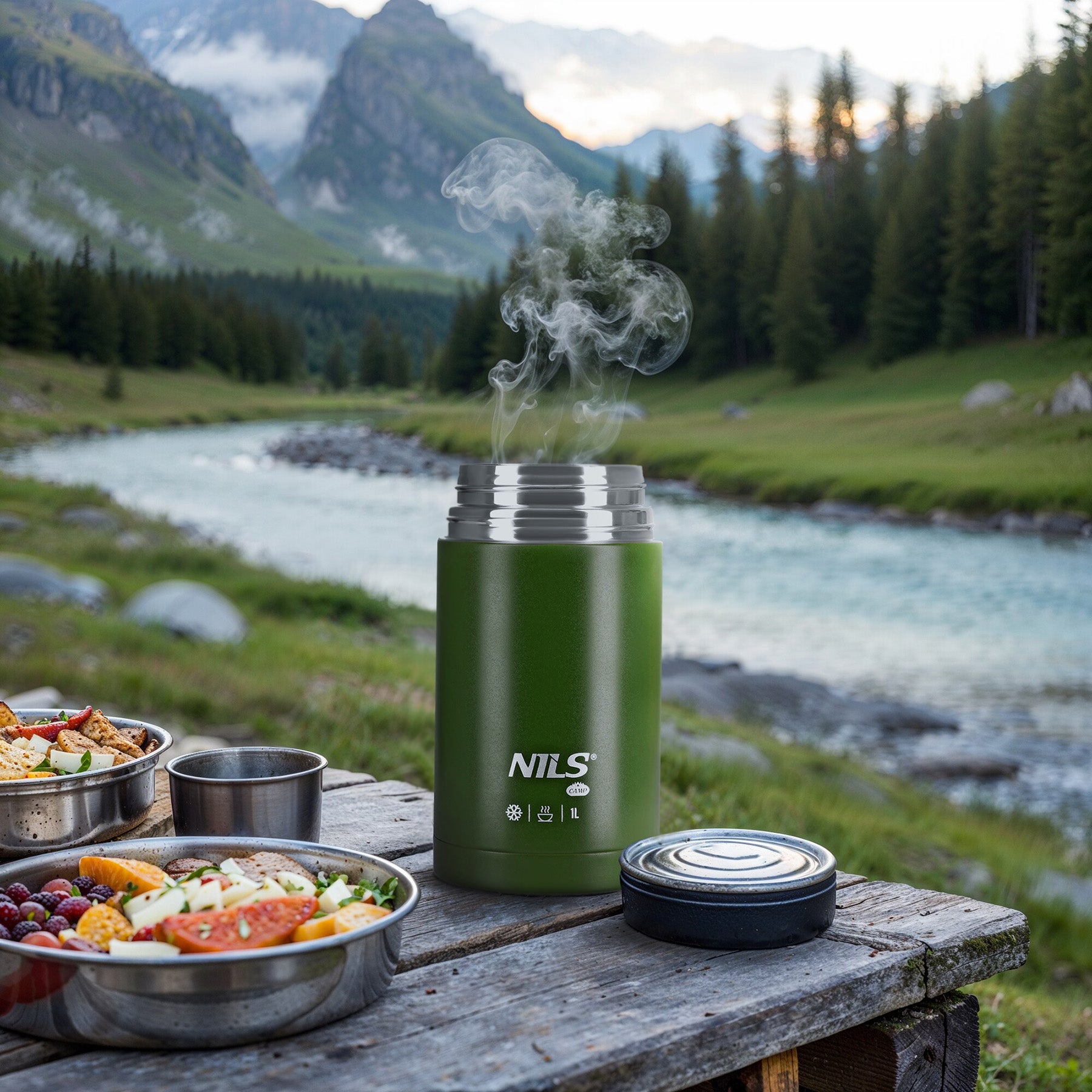 NC3802 TERMOS OBIADOWY 1000ML ZIELONY NILS CAMP