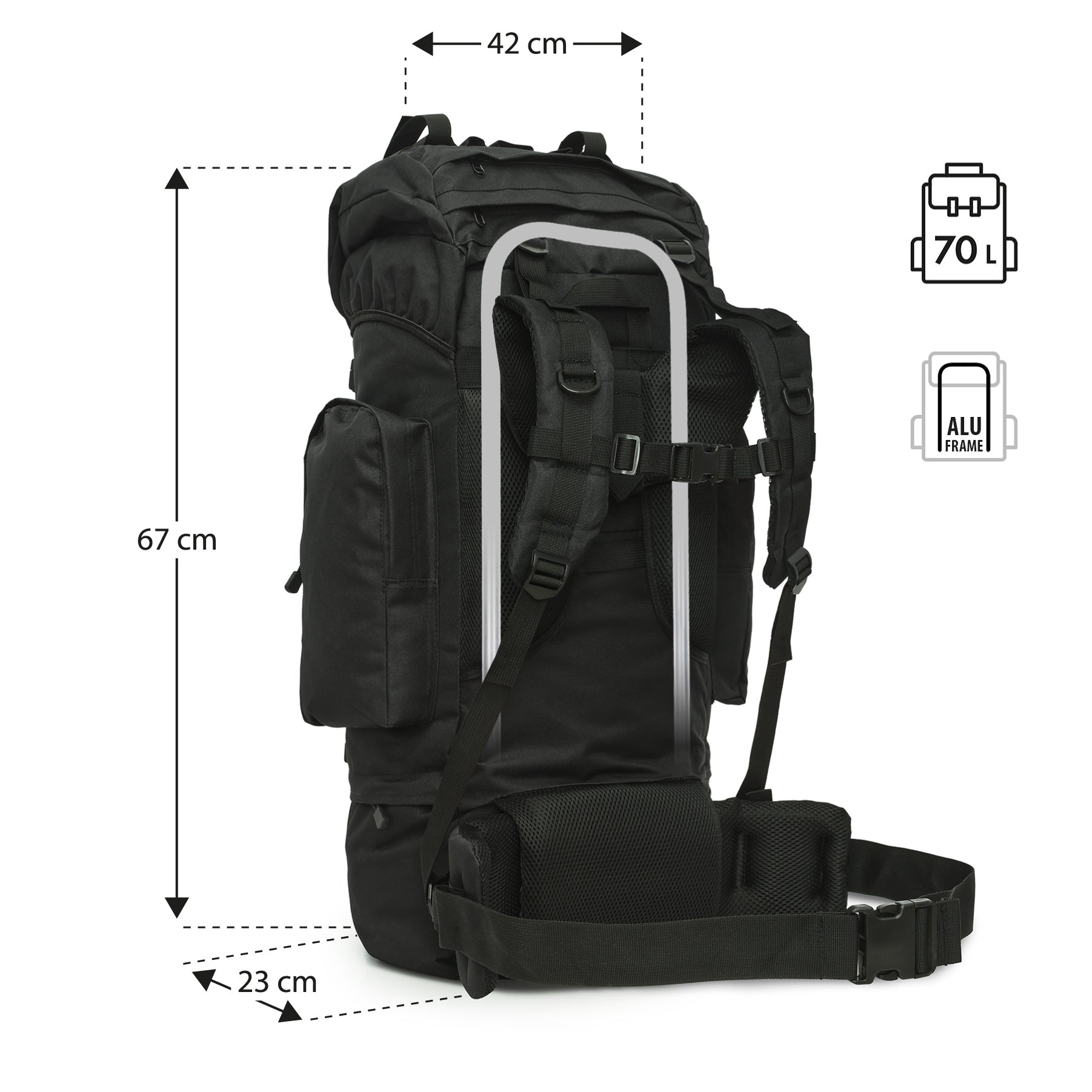 NC3901 EAGLE TACTICAL BACKPACK BLACK 70L NILS CAMP