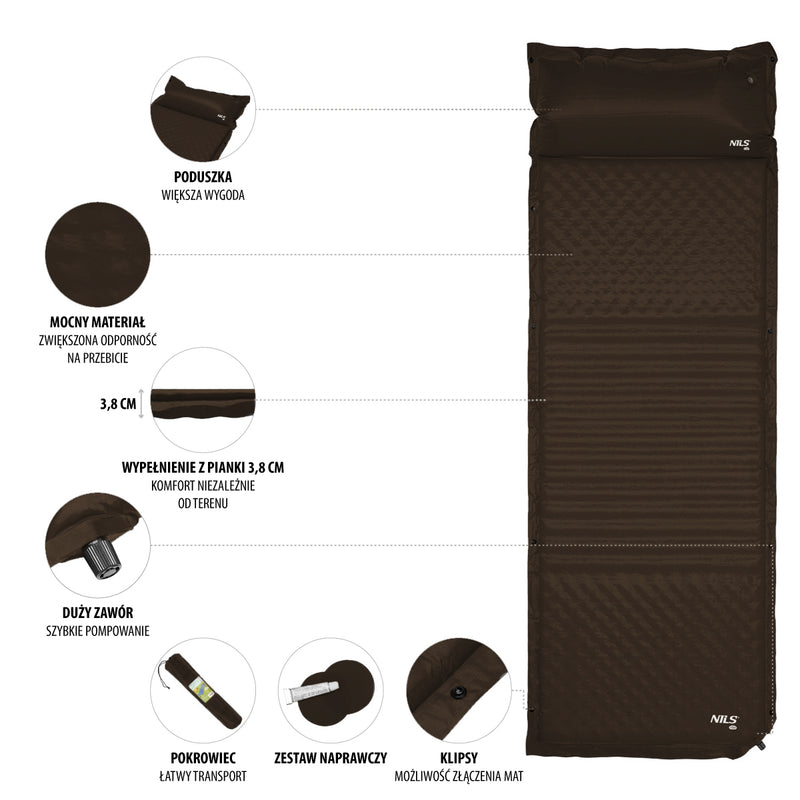 NC4001 BLACK SELF-INFLATION MAT NILS CAMP