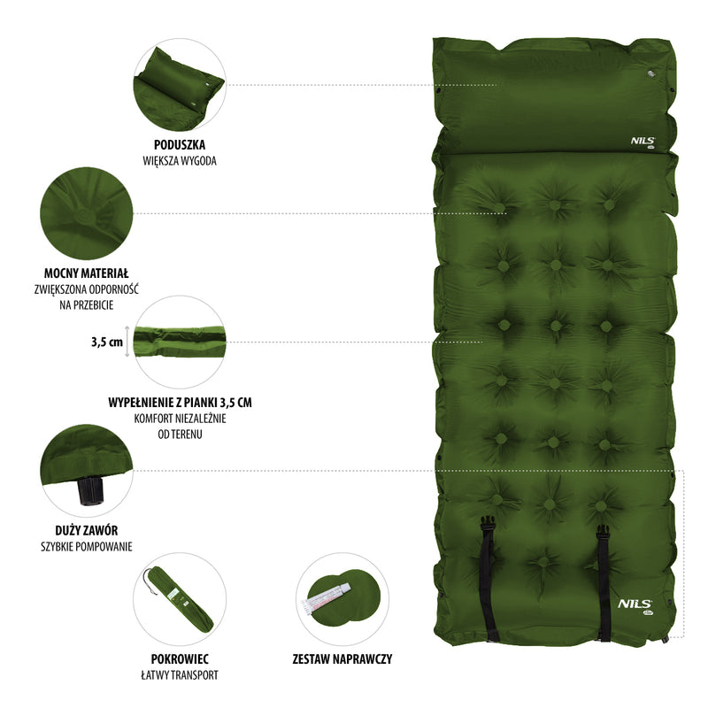 NC4018 DARK GREEN NILS CAMP SELF-INFLATION MAT