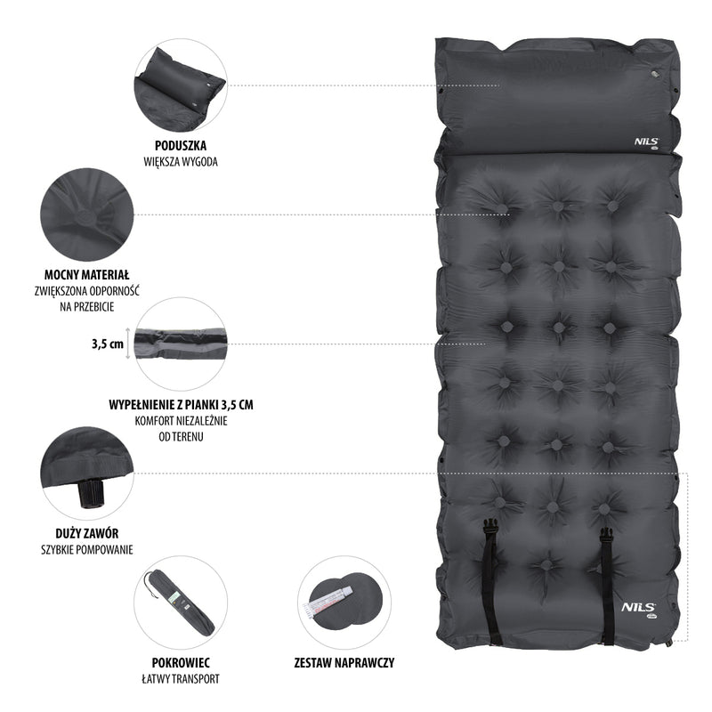 NC4018 SELF-INFLATION MAT DARK GREY NILS CAMP