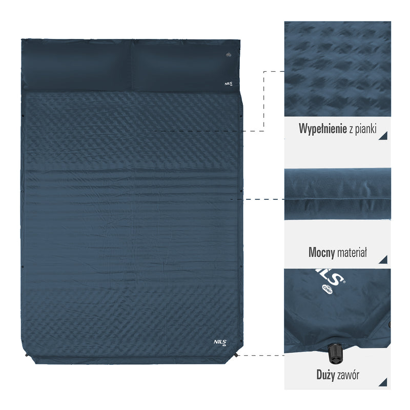 NC4060 ANTHRACITE TWO-PERSON SELF-INFLATION MAT WITH PILLOW NILS CAMP