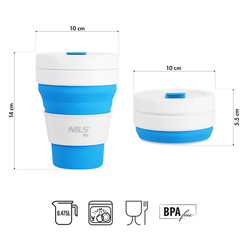 NC4103 KUBEK SILIKONOWY SKŁADANY 475ML NIEBIESKI NILS CAMP