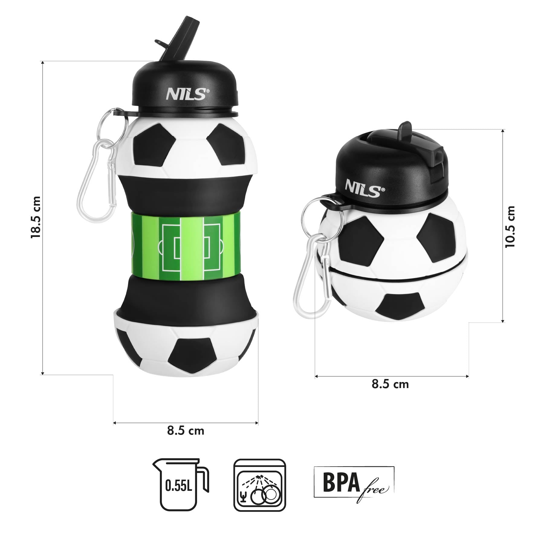 NC4104 BUTELKA SPORTOWA SKŁADANA 550ML FOOTBALL  NILS