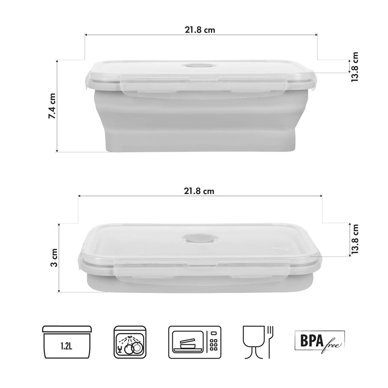 NC4105 POJEMNIK/LUNCH BOX  SKŁADANY SZARY 1200ML NILS CAMP