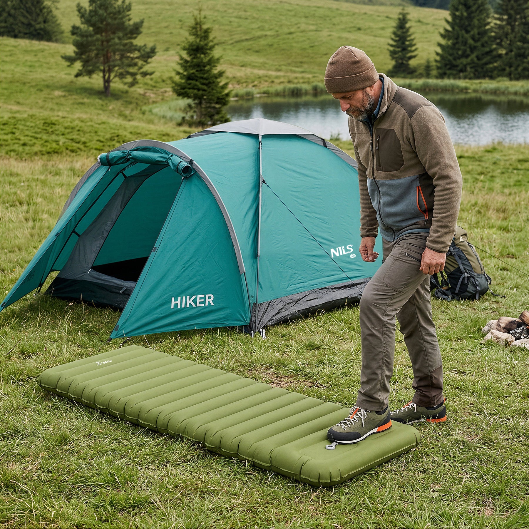 NC4402 ZIELONA MATA Z WBUDOWANĄ POMPKĄ NILS CAMP