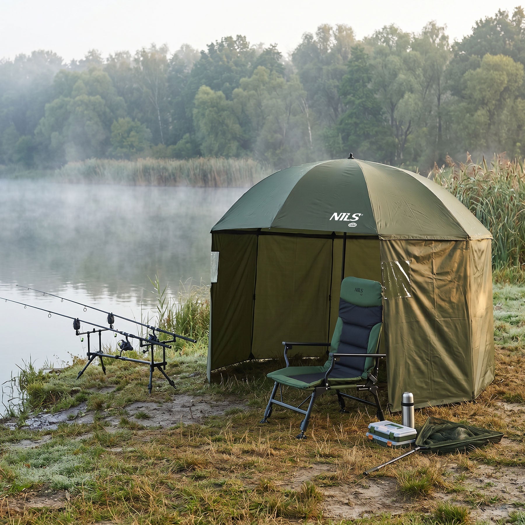 NC4702 PARASOL WĘDKARSKI Z BOCZNĄ OSŁONĄ NILS CAMP