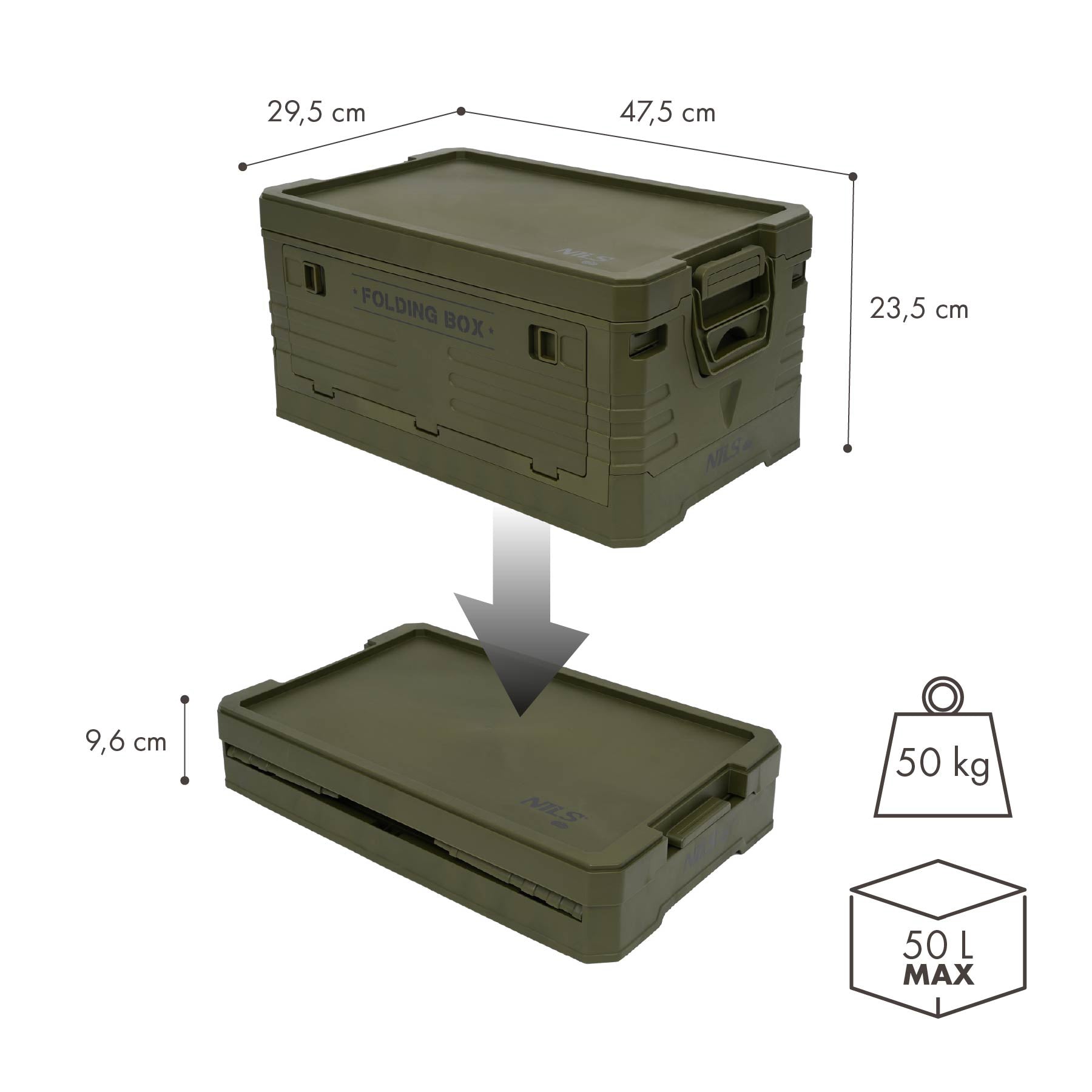 NCB4001 FOLDABLE CAMPING BOX WITH LID 50L NILS CAMP