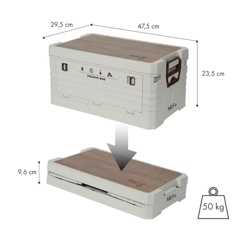 NCB4002 SKŁADANA SKRZYNIA KEMPINGOWA Z FUNKCJĄ STOŁU 2W1 ZIELONA NILS CAMP