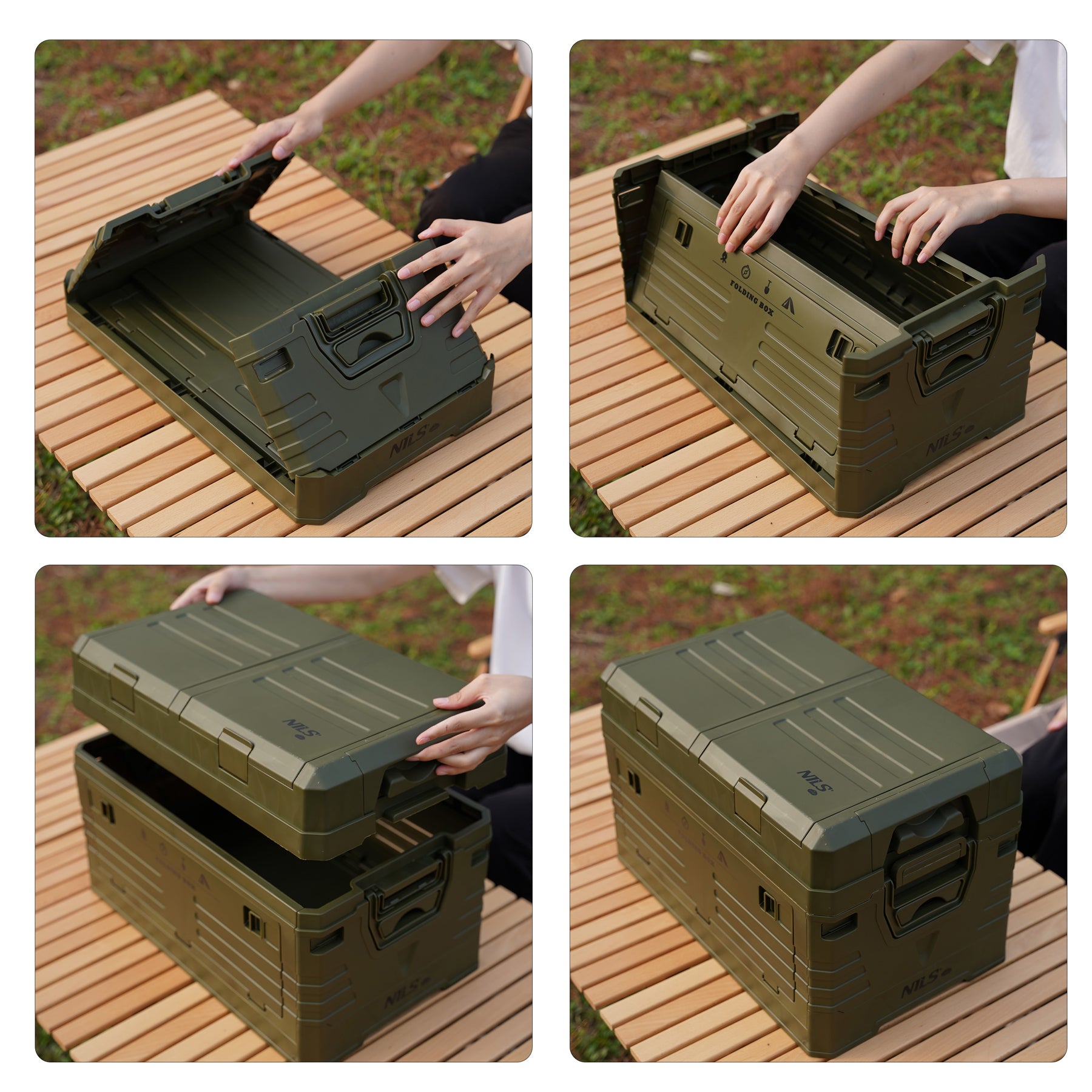 NCB4003 FOLDABLE CAMPING BOX WITH LID GREEN 50L NILS CAMP