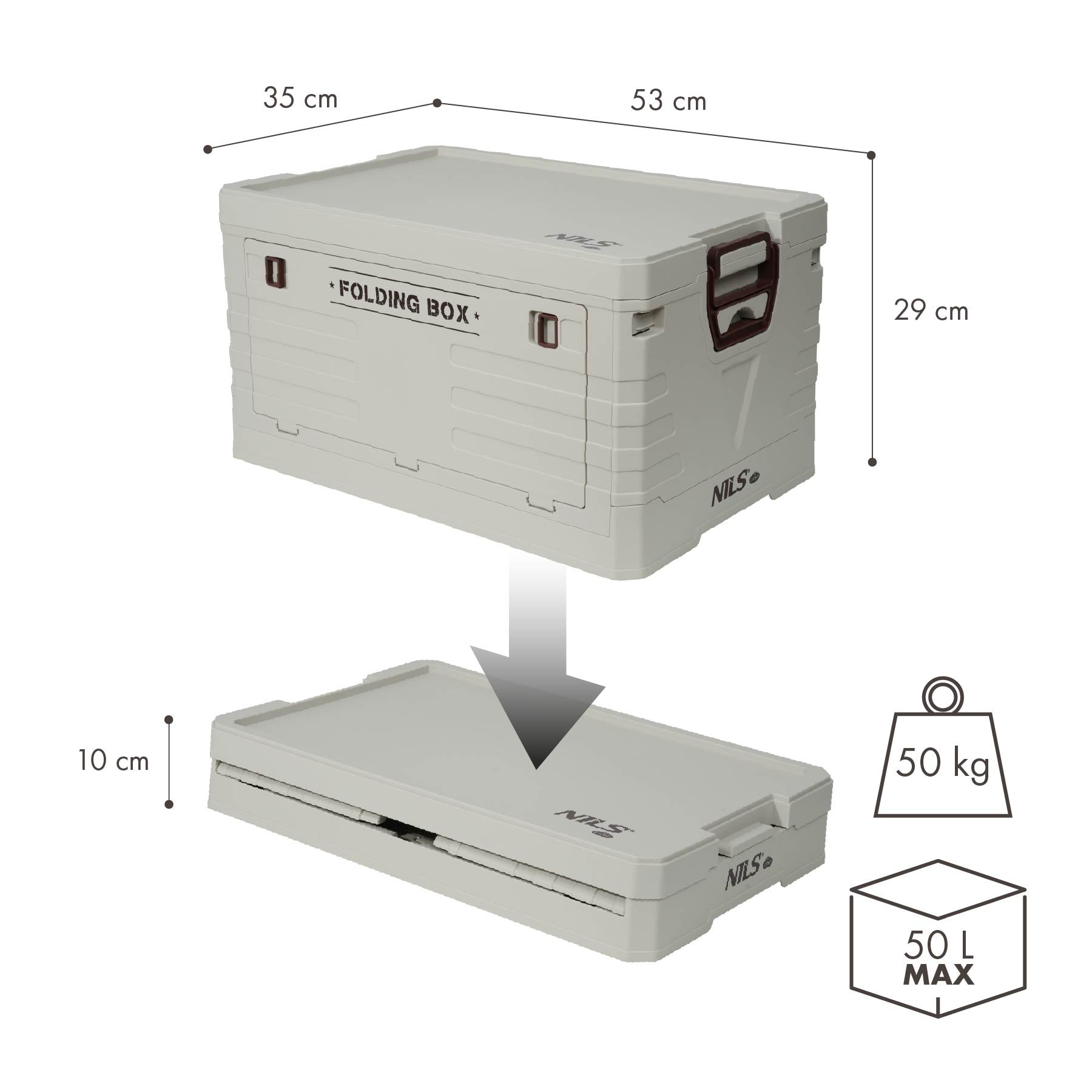 NCB4004 FOLDABLE CAMPING BOX WITH LID 50L NILS CAMP