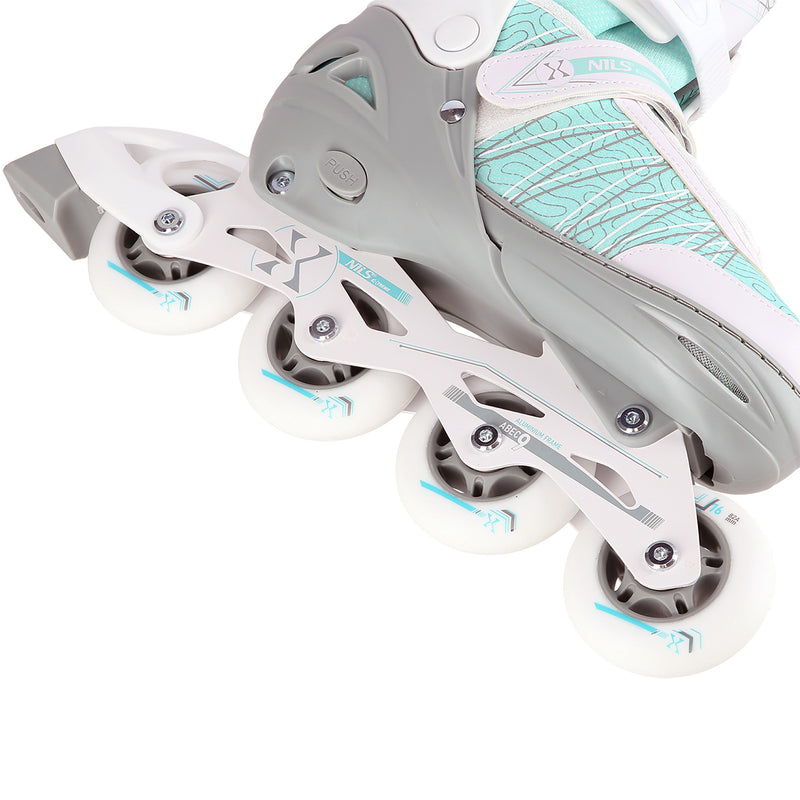 NH11912A 2in1 WHITE-MINT SIZE L(39-42) NILS EXTREME ROLLER SKATES WITH HOCKEY SLEEVE