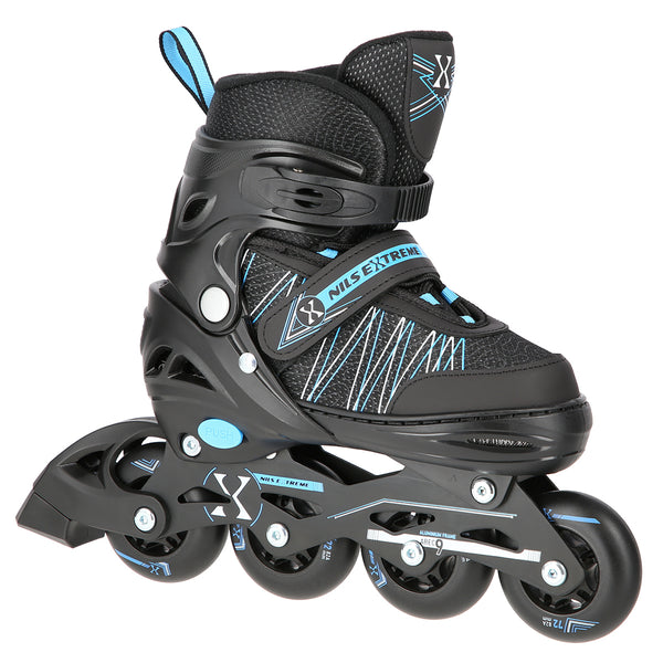 NH11912 A 2in1 BLACK-BLUE SIZE L(39-42) NILS EXTREME ROLLER SKATES WITH HOCKEY BOARD