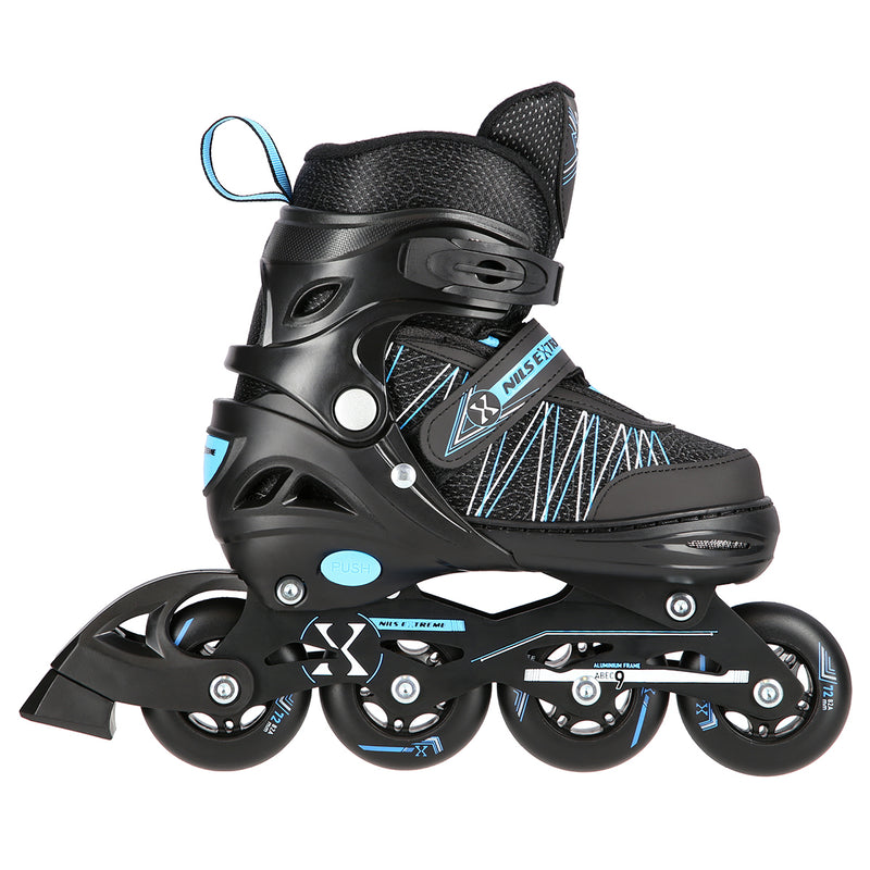 NH11912 A 2in1 BLACK-BLUE SIZE L(39-42) NILS EXTREME ROLLER SKATES WITH HOCKEY BOARD