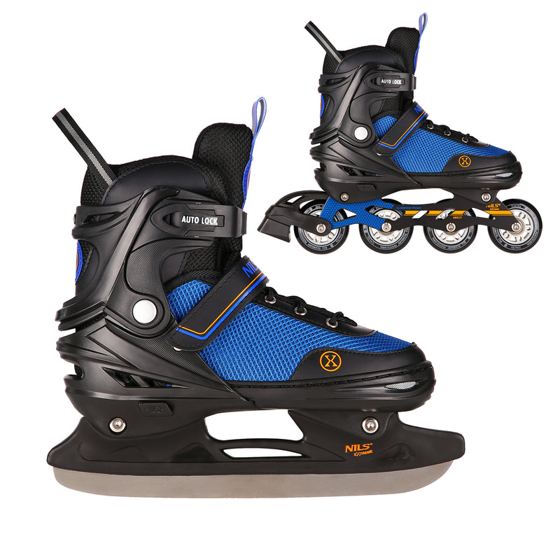 NH18188A 2in1 BLACK-ORANGE SIZE L(39-43) SKATING BLADES WITH HOCKEY BLADE NILS EXTREME