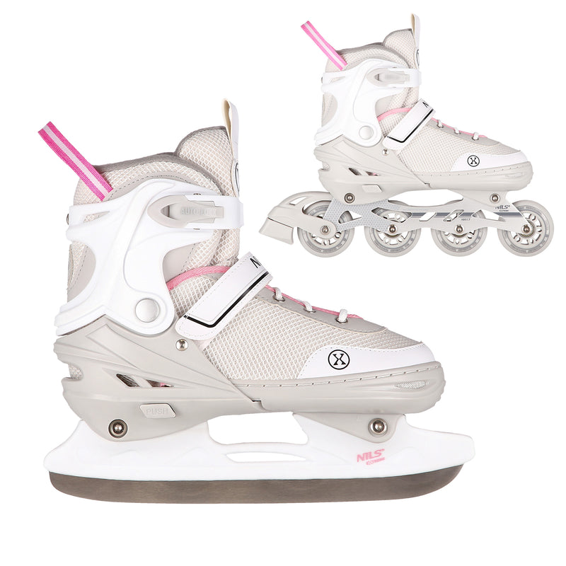 NH18188A 2in1 GREY-PINK SIZE M(34-38) SKATING BLADES WITH HOCKEY SLEEVE NILS EXTREME