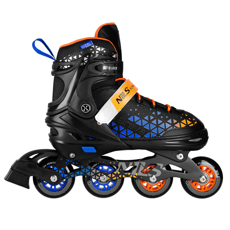 NH18190A 4in1 BRAVE BLUE-ORANGE SKATING SKATES SIZE S (29-33) WITH NILS EXTREME HOCKEY BOARD