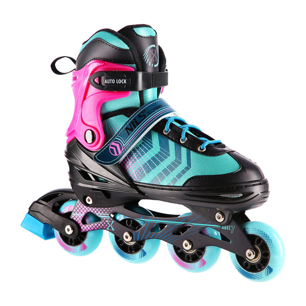 NH18192A 4in1 BLACK-PURPLE SIZE S(29-33) NILS EXTREME ROLLER SKATES WITH HOCKEY BOARD