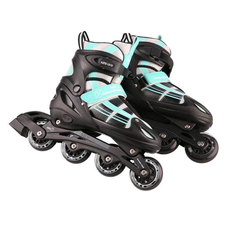 NH18366A 2in1 BLUE-GREEN SIZE M(35-38) NILS EXTREME ROLLER SKATES WITH HOCKEY BOARD