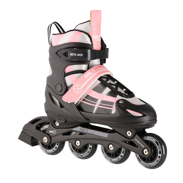 NH18366A 2in1 PINK-WHITE SIZE M(35-38) NILS EXTREME ROLLER SKATES WITH HOCKEY SLEEVE