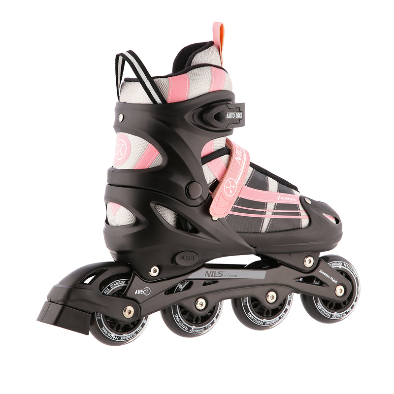 NH18366A 2in1 PINK-WHITE SIZE L(39-42) NILS EXTREME ROLLER SKATES WITH HOCKEY BOARD