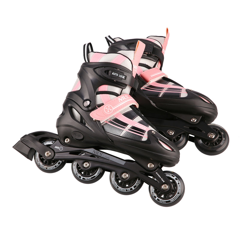 NH18366A 2in1 PINK-WHITE SIZE L(39-42) NILS EXTREME ROLLER SKATES WITH HOCKEY BOARD