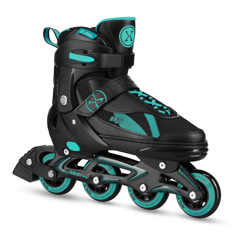 NH382 2V1 INLINE BRUSLÍ ENZO TYRKYSOVÉ VELIKOST M (36-39) S ROZMĚRY HOKEJOVÝCH LYŽÍ NILS EXTREME