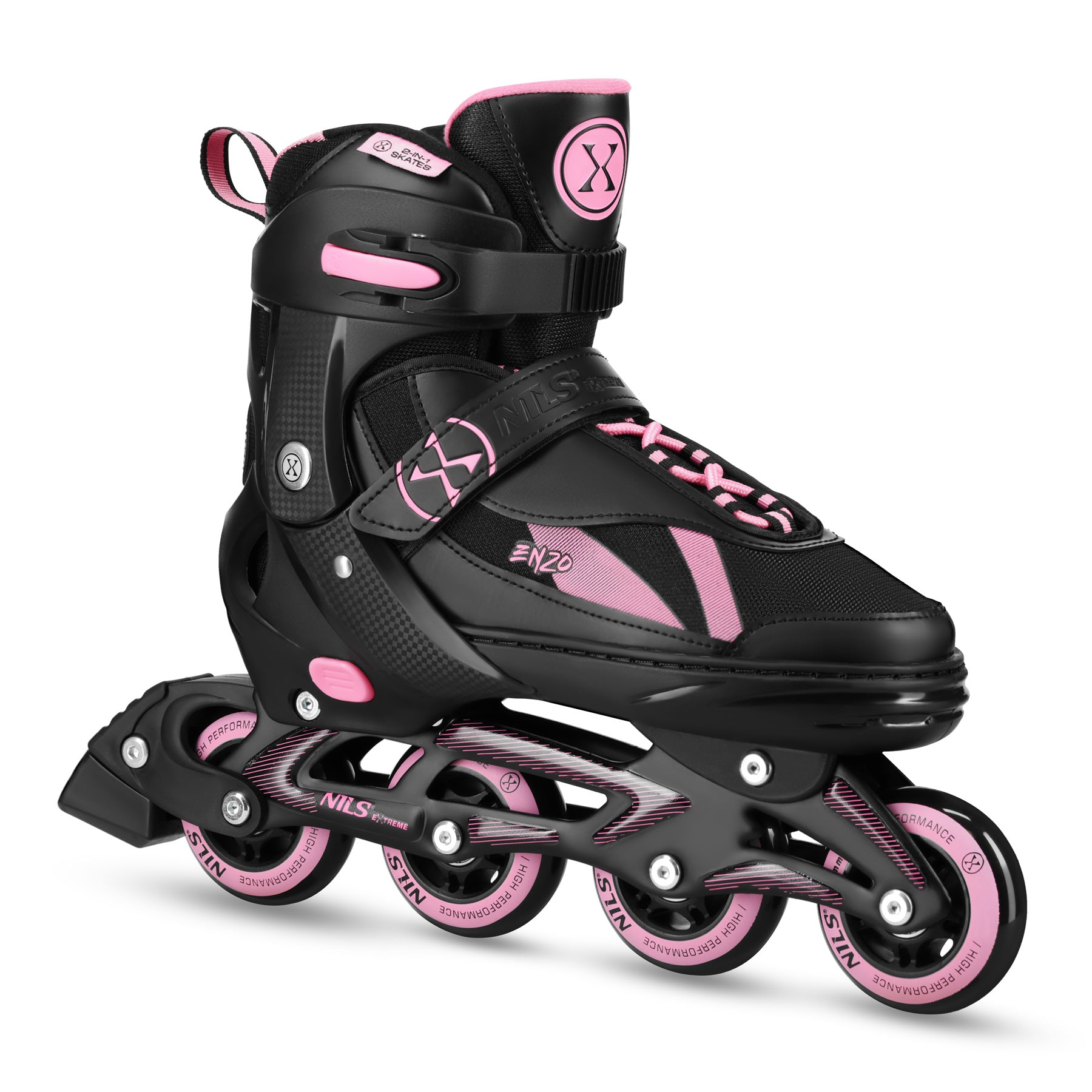 NH382 2IN1 ENZO PINK SKATING BLADES SIZE S (32-35) WITH NILS EXTREME HOCKEY BLADE