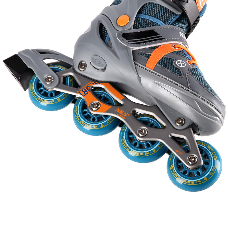 NJ1828A GREY-ORANGE SIZE S(31-34) NILS EXTREME INLINE SKATES