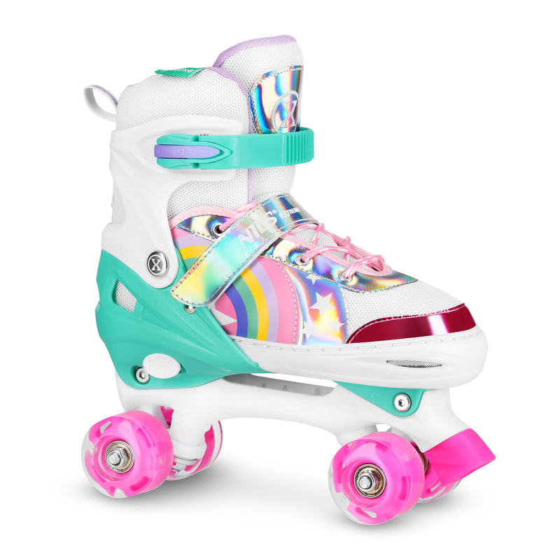 NQ0187 LED KOLENEČKOVÉ BRUSLIČKY RAINBOW VELIKOST M (35-38) NILS EXTREME