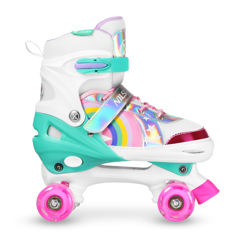 NQ0187 LED KOLENEČKOVÉ BRUSLIČKY RAINBOW VELIKOST M (35-38) NILS EXTREME