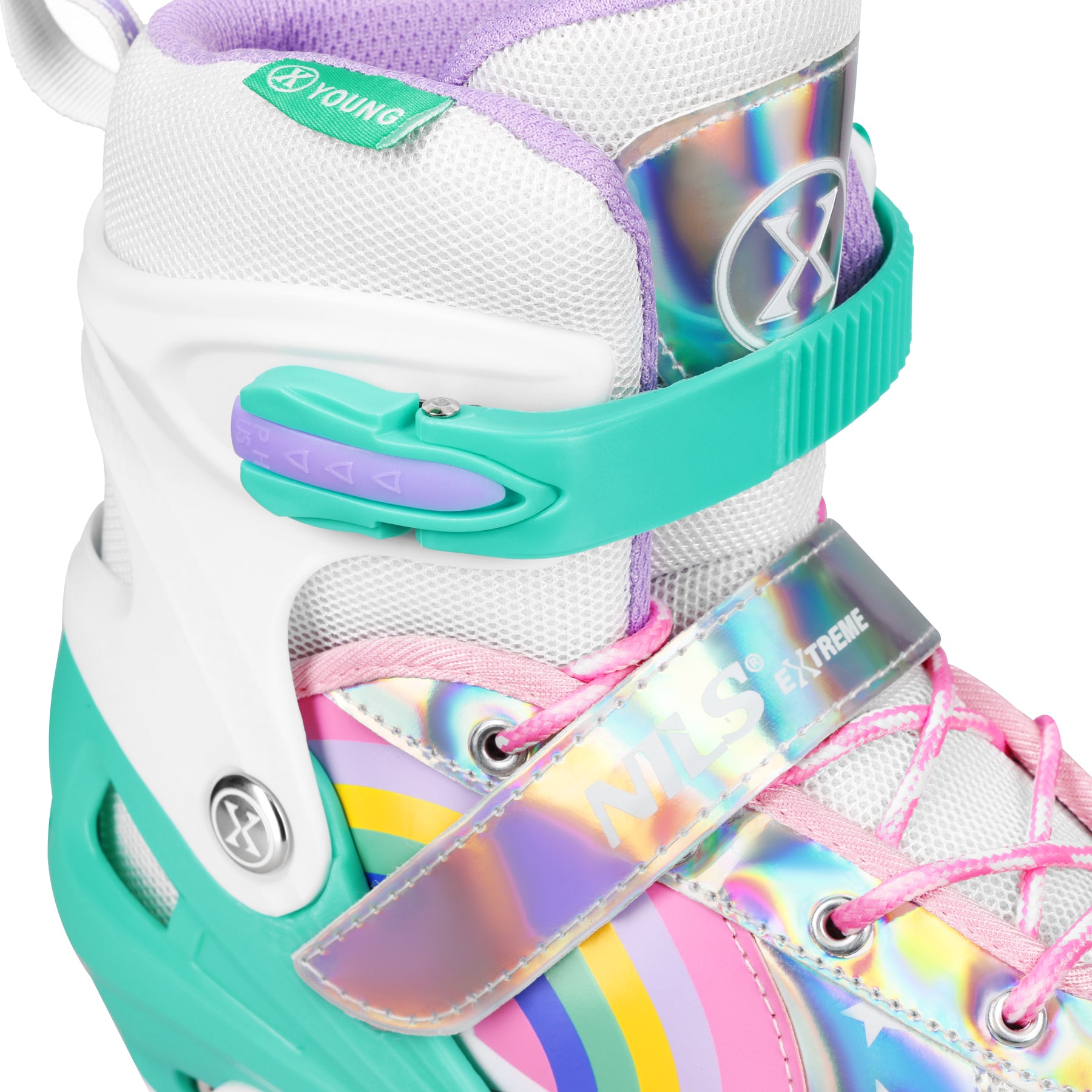 NQ0187 LED KOLENEČKOVÉ BRUSLIČKY RAINBOW VELIKOST M (35-38) NILS EXTREME