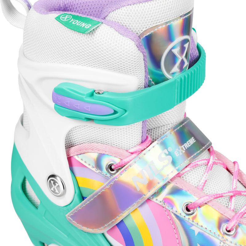 NQ0187 LED KOLENEČKOVÉ BRUSLIČKY RAINBOW VELIKOST M (35-38) NILS EXTREME