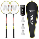 NRZ204-1 ZESTAW ALUMINIOWYCH RAKIET DO BADMINTONA + LOTKI Z PIÓR 3 SZT + POKROWIEC NILS