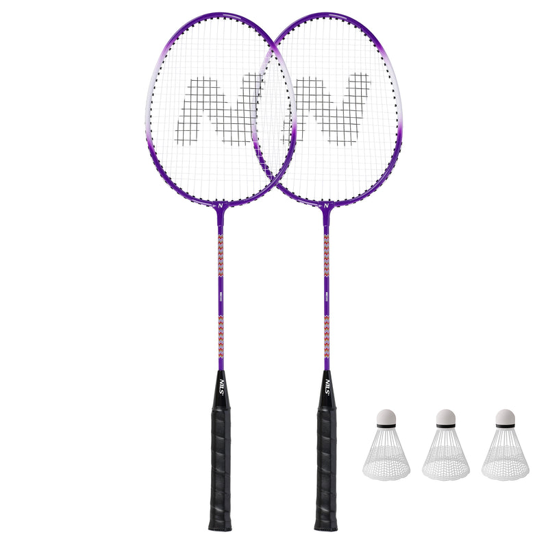 NRZ2053 ALUMINUM / BADMINTON SET 2 RACKETS + 3 SHUTTLES + NILS COVER