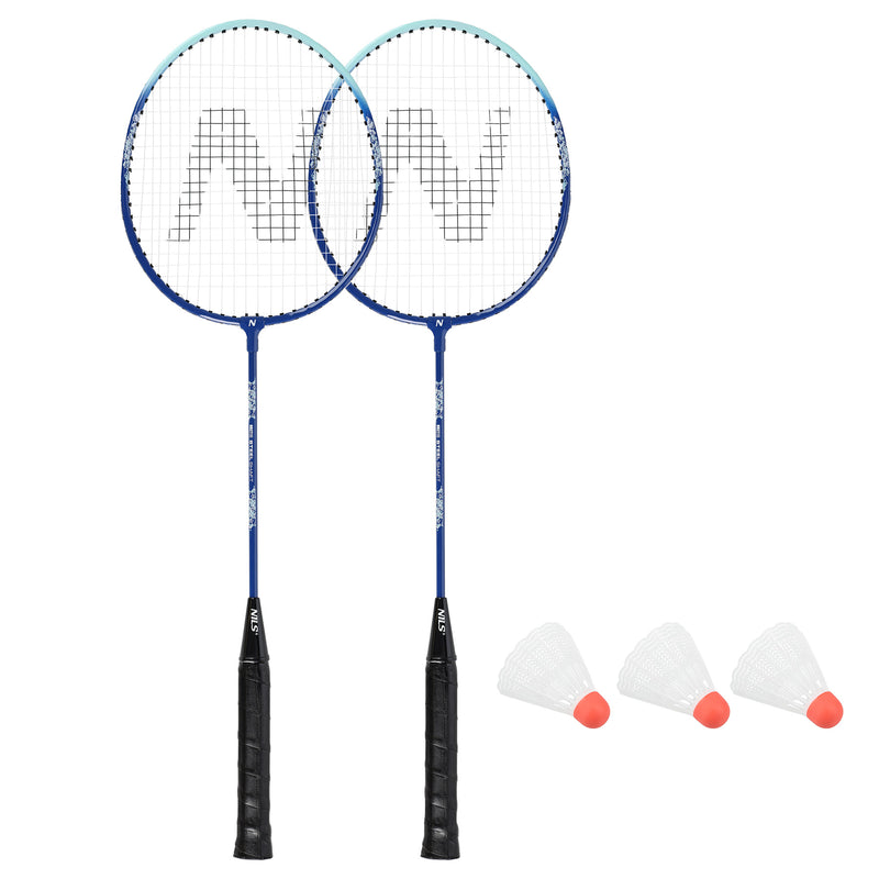 NRZ210 ALUMINUM BADMINTON RACKET SET + 3 SHUTTLES + 1/2 NILS COVER