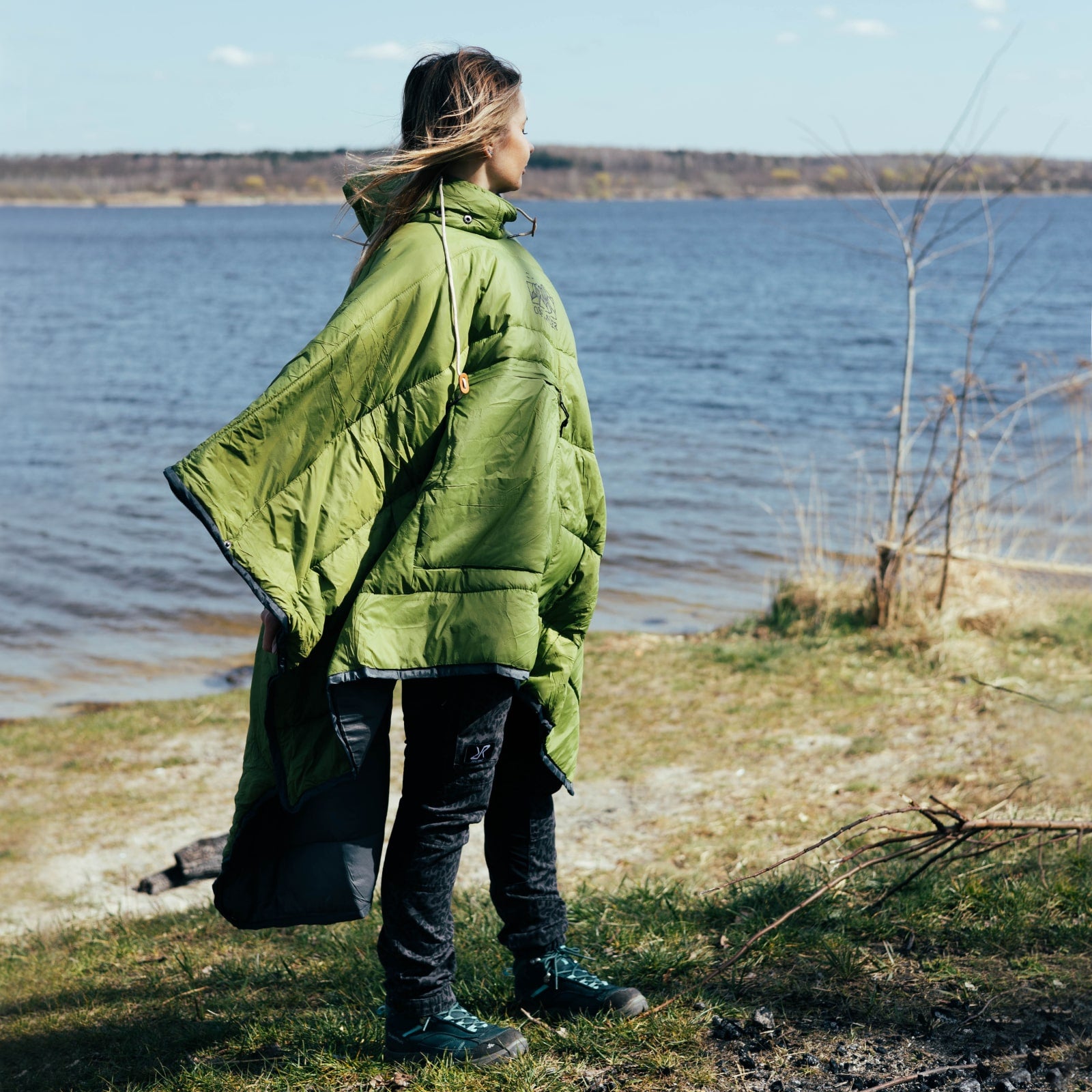 OFFLANDER PONCZO KEMPINGOWE OCIEPLANE WODOODPORNE ZIELONE