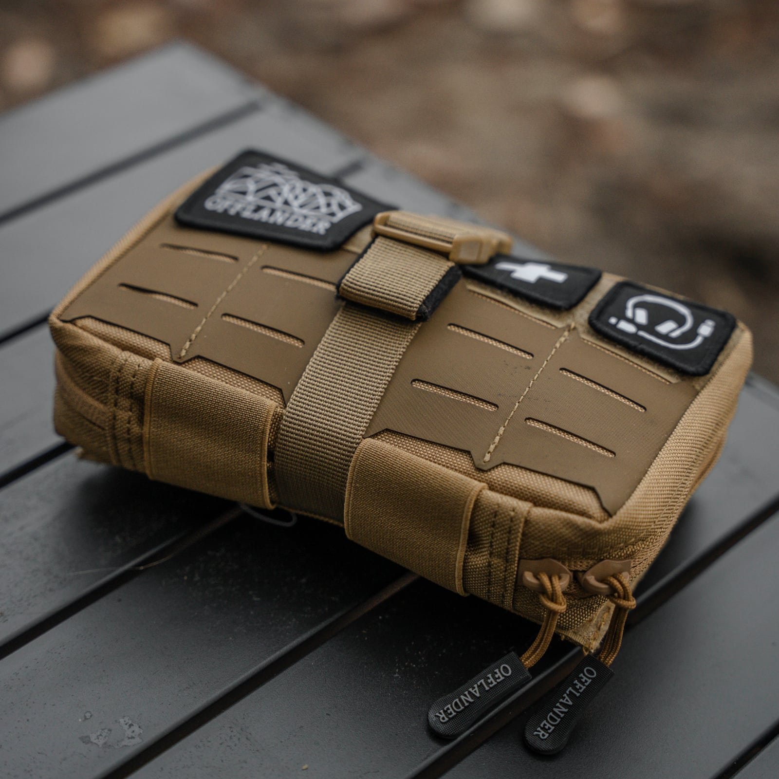 OFFLANDER MOLLE TACTICAL BAG WITH VELCRO FOR POWERBANK AND CABLES BLACK