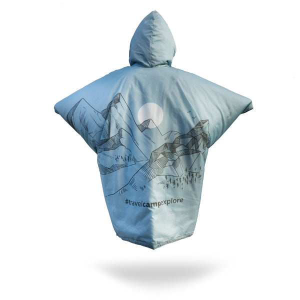 OFFLANDER CAMPING PONCHO THICK WITH HEATER BLUE 
