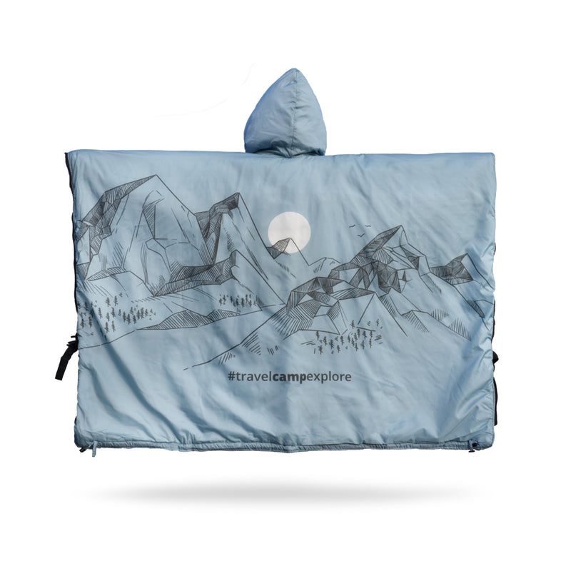OFFLANDER CAMPING PONCHO THICK WITH HEATER BLUE 