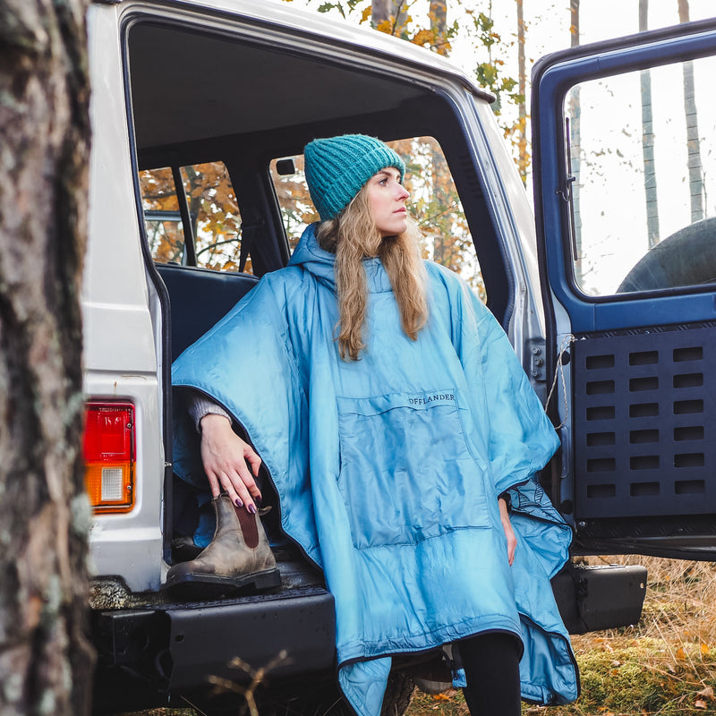 OFFLANDER CAMPING PONCHO THICK WITH HEATER BLUE 