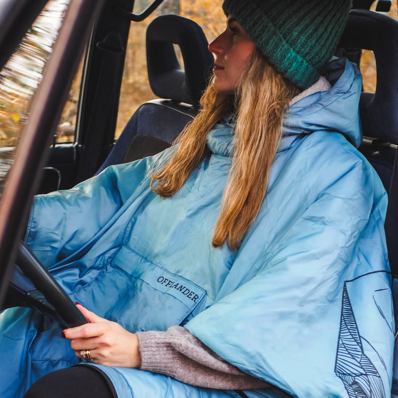 OFFLANDER CAMPING PONCHO THICK WITH HEATER BLUE 